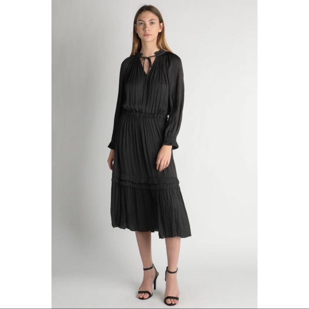 Pleated  Long Sleeve Dress